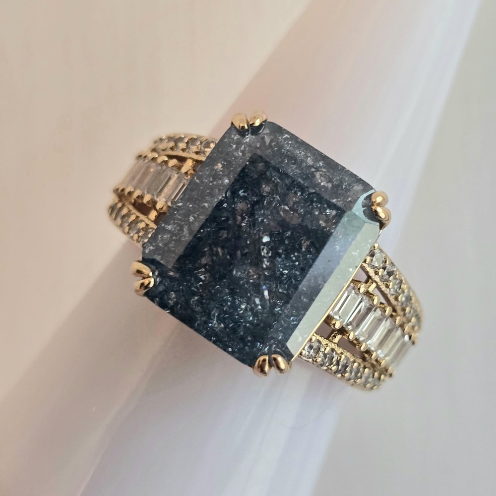 Bomb Party RG93714 Sz 9 Ring - Untamed Reflection Blue Sapphire Ice Gold NEW